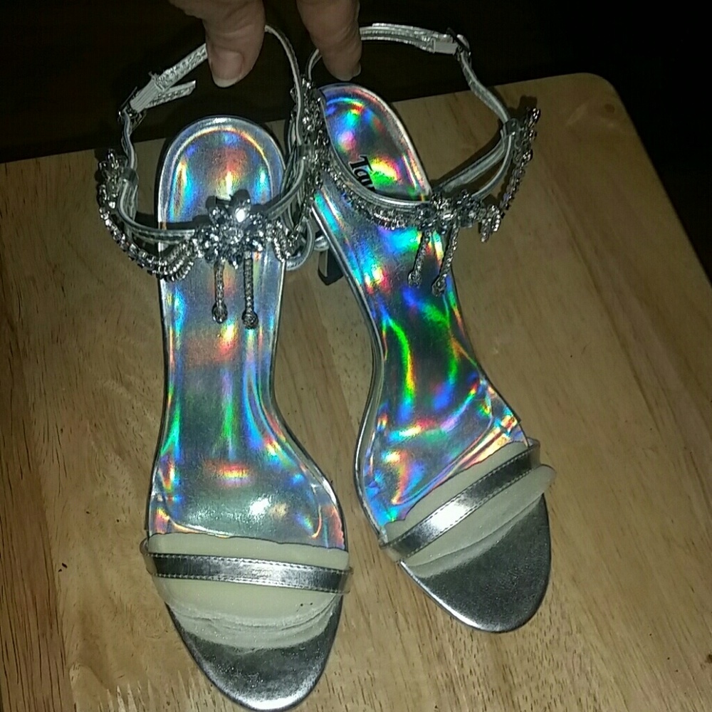 Silver sparkling shoes